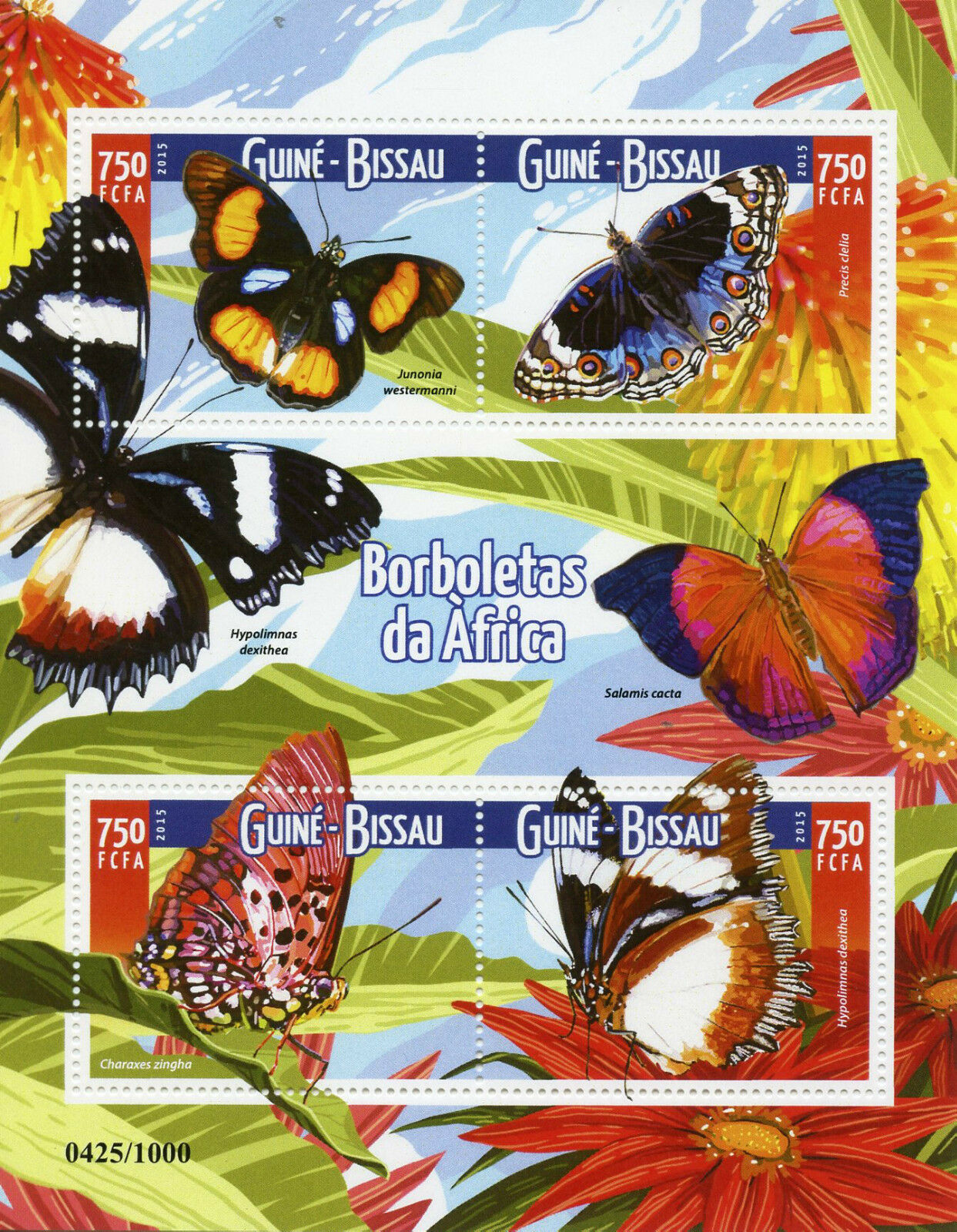 Guinea-Bissau 2015 MNH Butterflies of Africa 4v M/S Insects Pansy Stamps