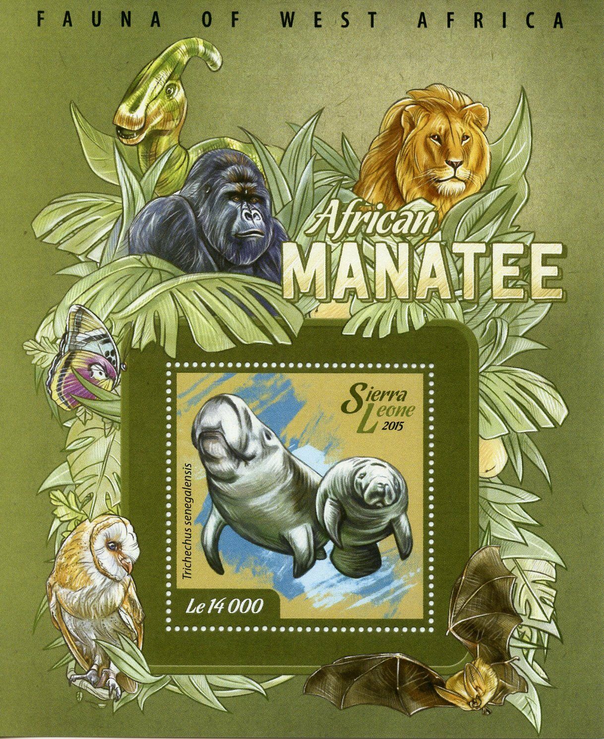 Sierra Leone 2015 MNH African Manatee Fauna West Africa 1v S/S II Wild Animals