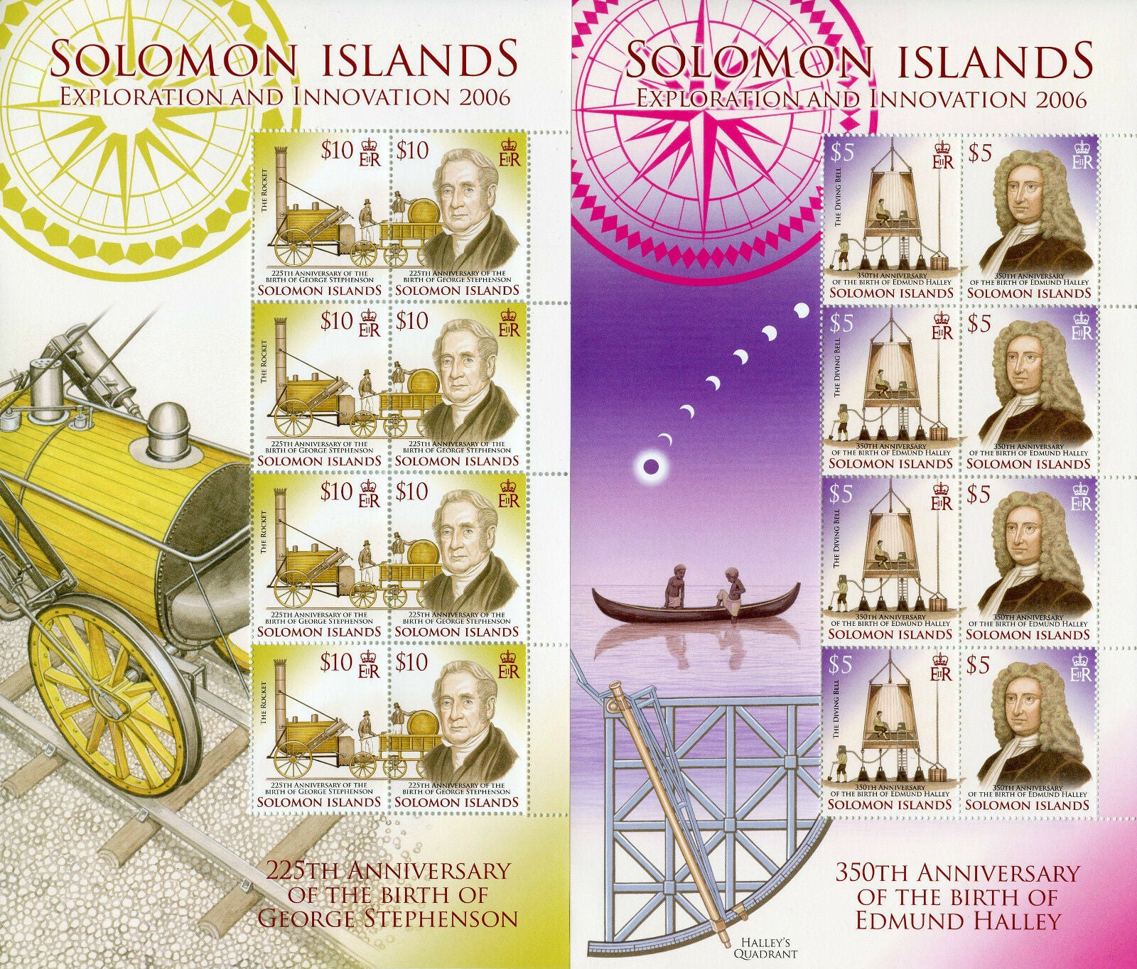 Solomon Isl Stamps 2006 MNH Exploration Innovation Darwin Brunel Halley 4x 8v MS