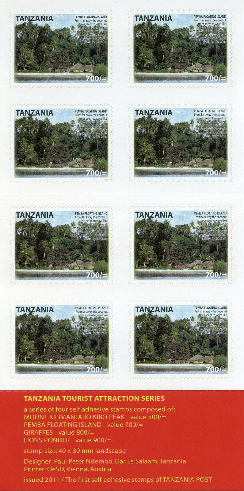 Tanzania 2011 MNH Landscapes Stamps Pemba Floating Island Trees Tourism 8v S/A Booklet