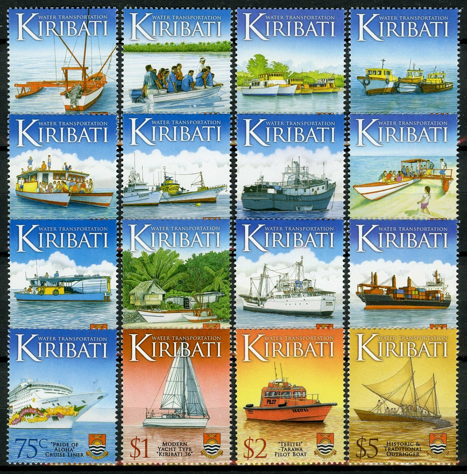 Kiribati 2013 MNH Ships Stamps Water Transport Transportation Definitives 16v Set
