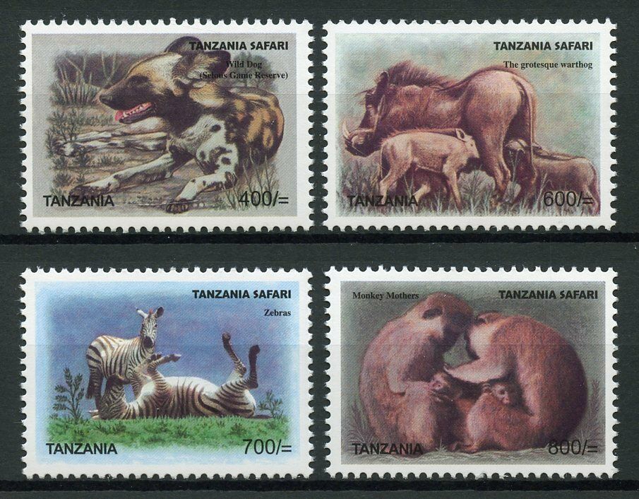 Tanzania Wild Animals Stamps 2007 MNH Karibu Safari Dogs Warthog Monkeys 4v Set