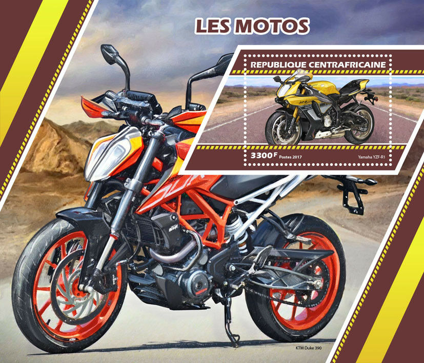 Central African Rep 2017 MNH Motorcycles Yamaha KTM Duke 1v S/S Motos Stamps