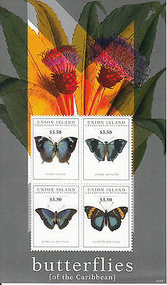Union Island Grenadines St Vincent 2011 MNH Butterflies of Carribean 4v Sheet II