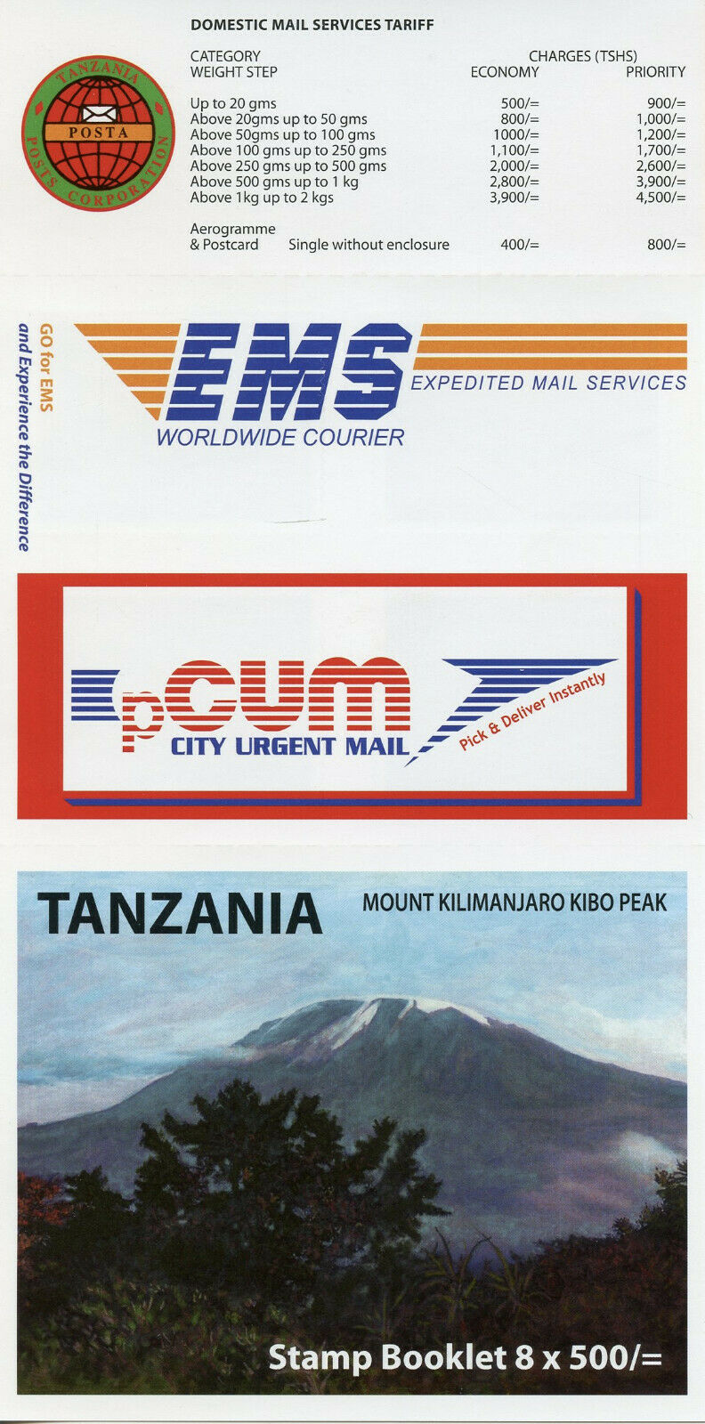 Tanzania 2011 MNH Tourism Stamps Mount Kilimanjaro Mountains 8v S/A Booklet