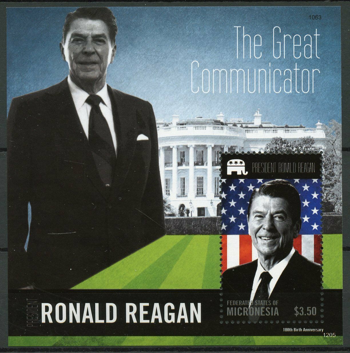 Micronesia Famous People Stamps 2012 MNH Ronald Reagan US Presidents 1v S/S