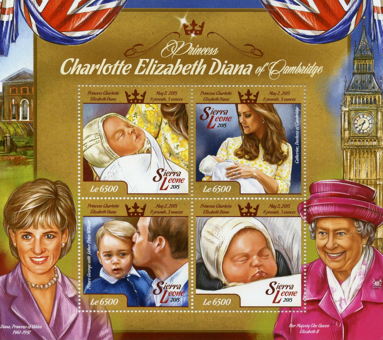 Sierra Leone 2015 MNH Princess Charlotte of Cambridge Birth Royal Baby 4v M/S