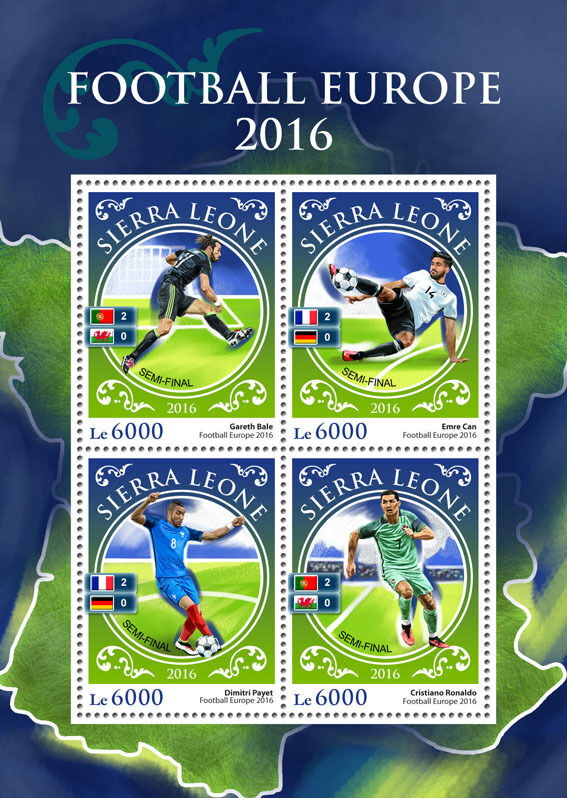 Sierra Leone 2016 MNH Euro 2016 Football 4v MS Ronaldo Gareth Bale Soccer Stamps