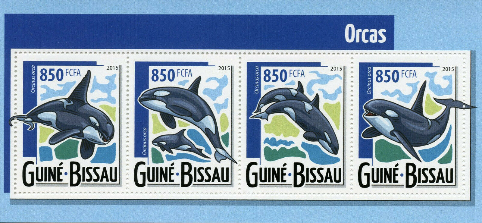 Guinea-Bissau Whales Stamps 2015 MNH Killer Whale Orcas Marine Animals 4v M/S