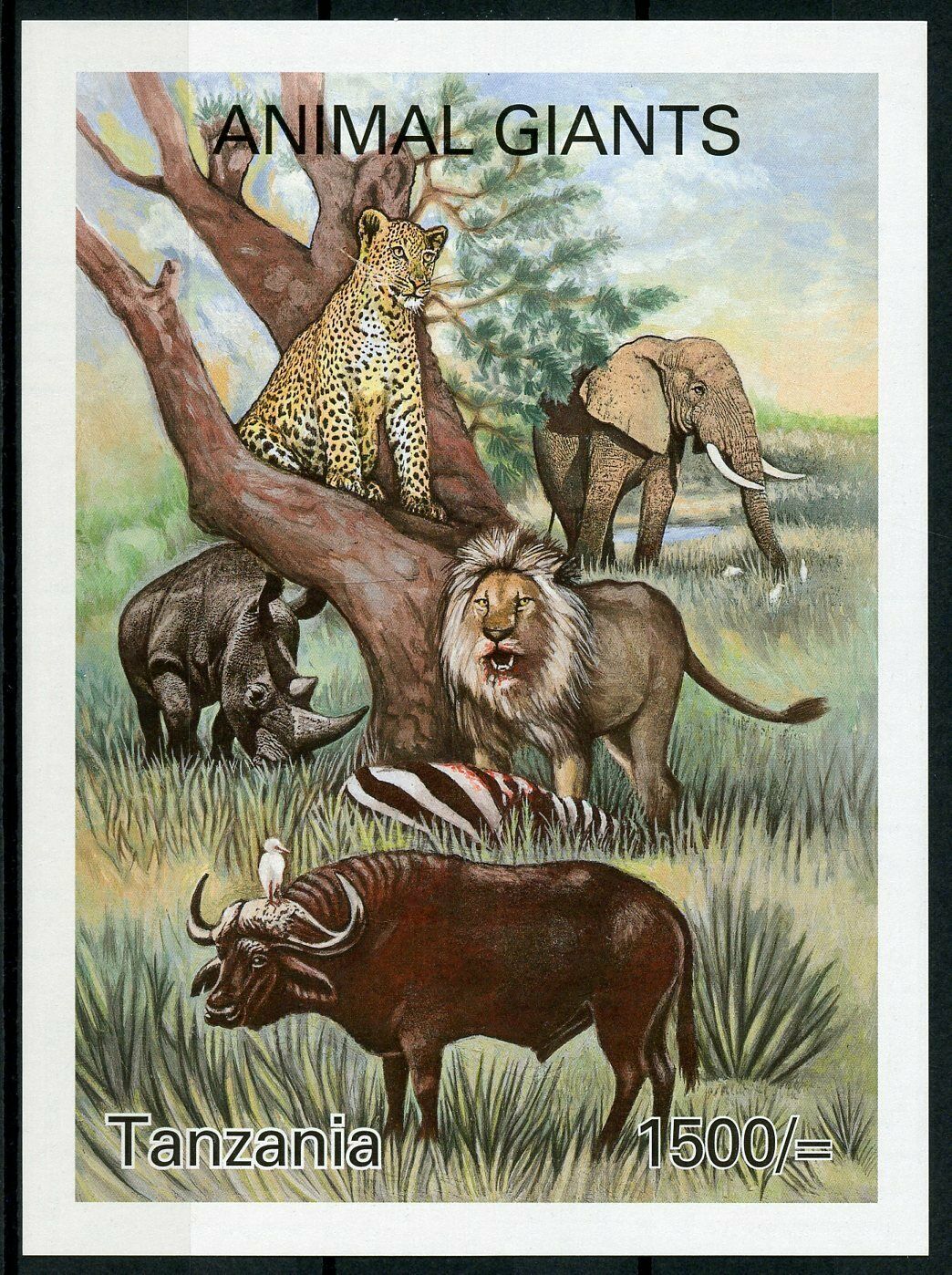 Tanzania Wild Animals Stamps 2003 MNH Giants Elephants Rhinos Lions 1v IMPF S/S