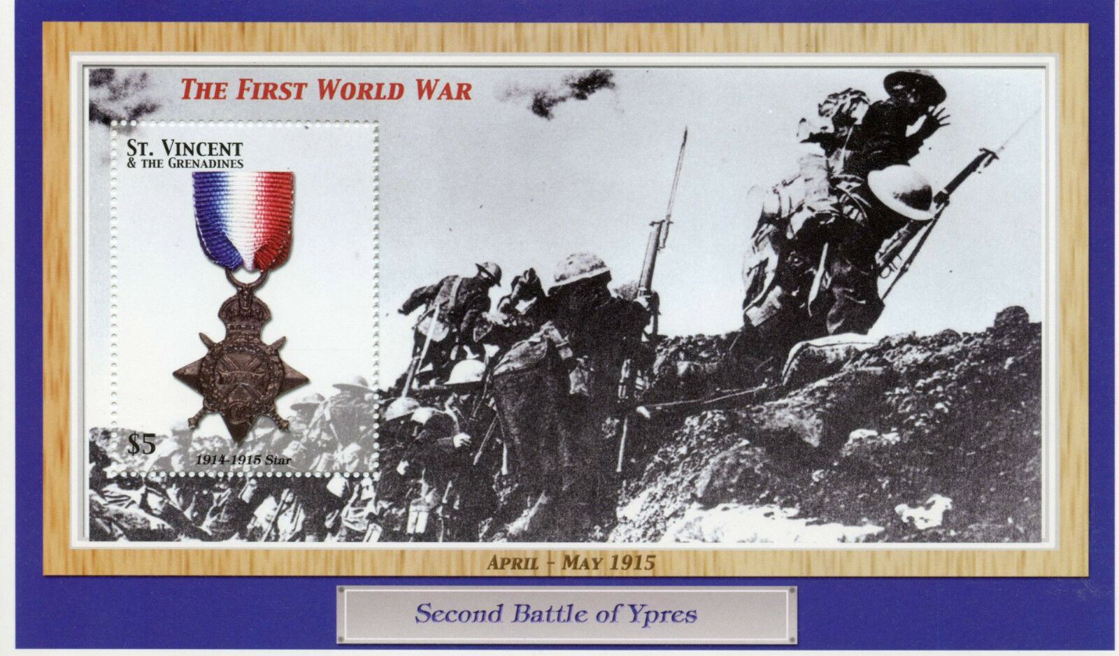 St Vincent & Grenadines Stamps 2002 MNH WWI WW1 Battle Ypres 1914-5 Star 1v S/S