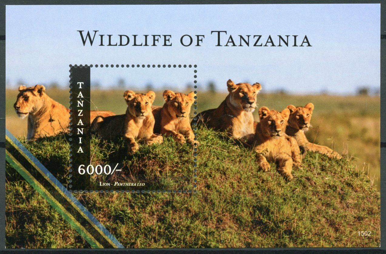 Tanzania Wild Animals Stamps 2015 MNH Wildlife of Tanzania Lions Fauna 1v S/S