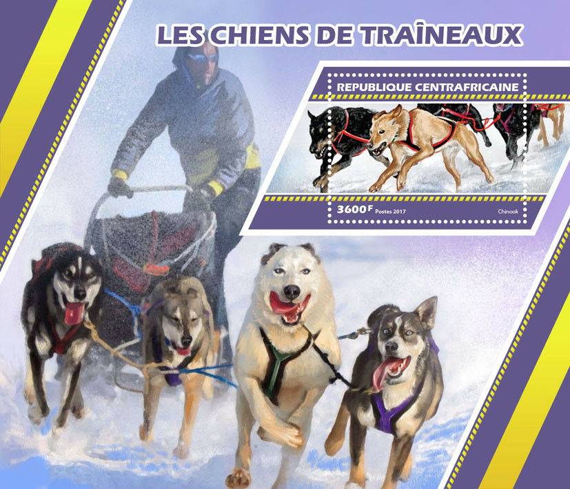Central African Rep 2017 MNH Sledge Sled Dogs Chinook 1v S/S Stamps