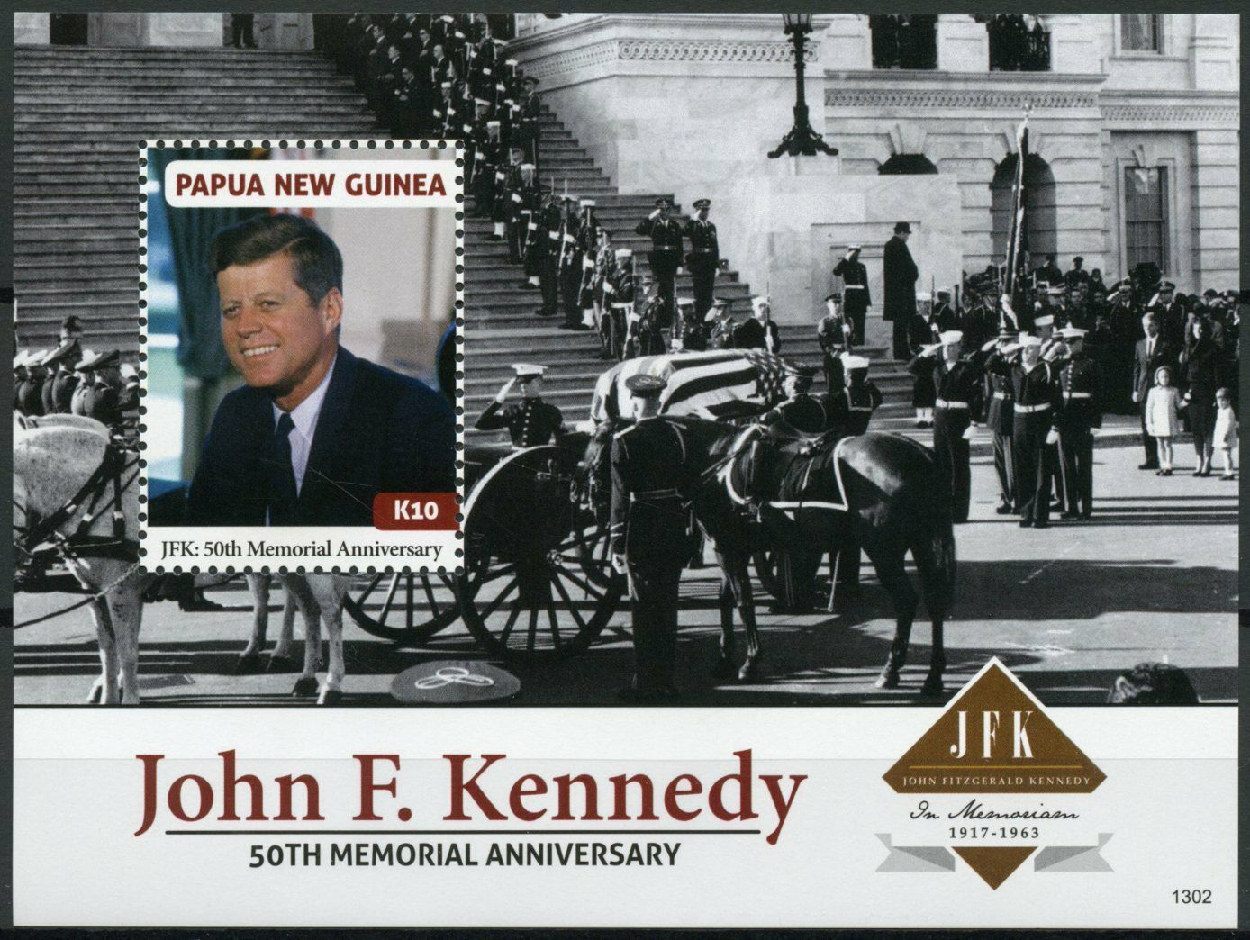 Papua New Guinea PNG 2013 MNH US Presidents Stamps JFK John F Kennedy Famous People 1v S/S