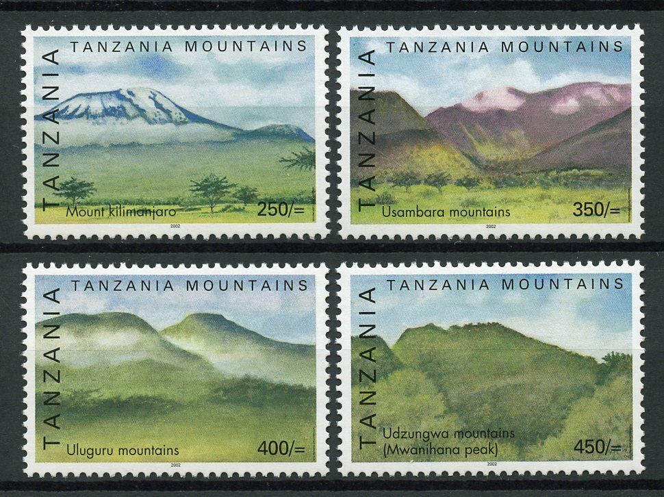 Tanzania 2002 MNH Mountains Stamps Kilimanjaro Usambara Uluguru Udzungwa Landscapes 4v Set