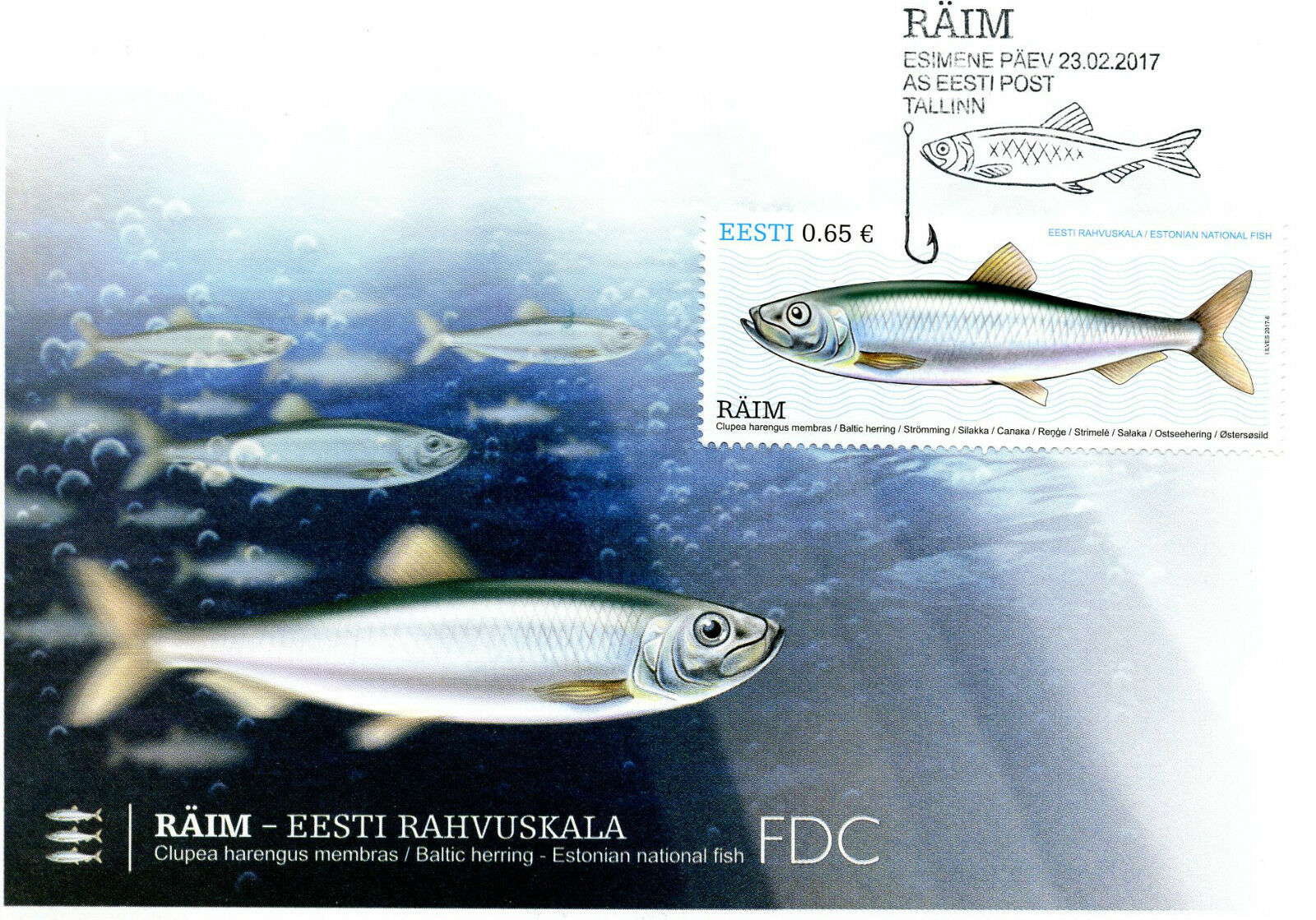 Estonia 2017 FDC Estonian National Fish Baltic Herring 1v Cover Fishes Stamps