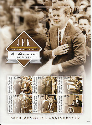 Grenada Grenadines 2013 MNH JFK Stamps John F Kennedy US Presidents People 6v M/S