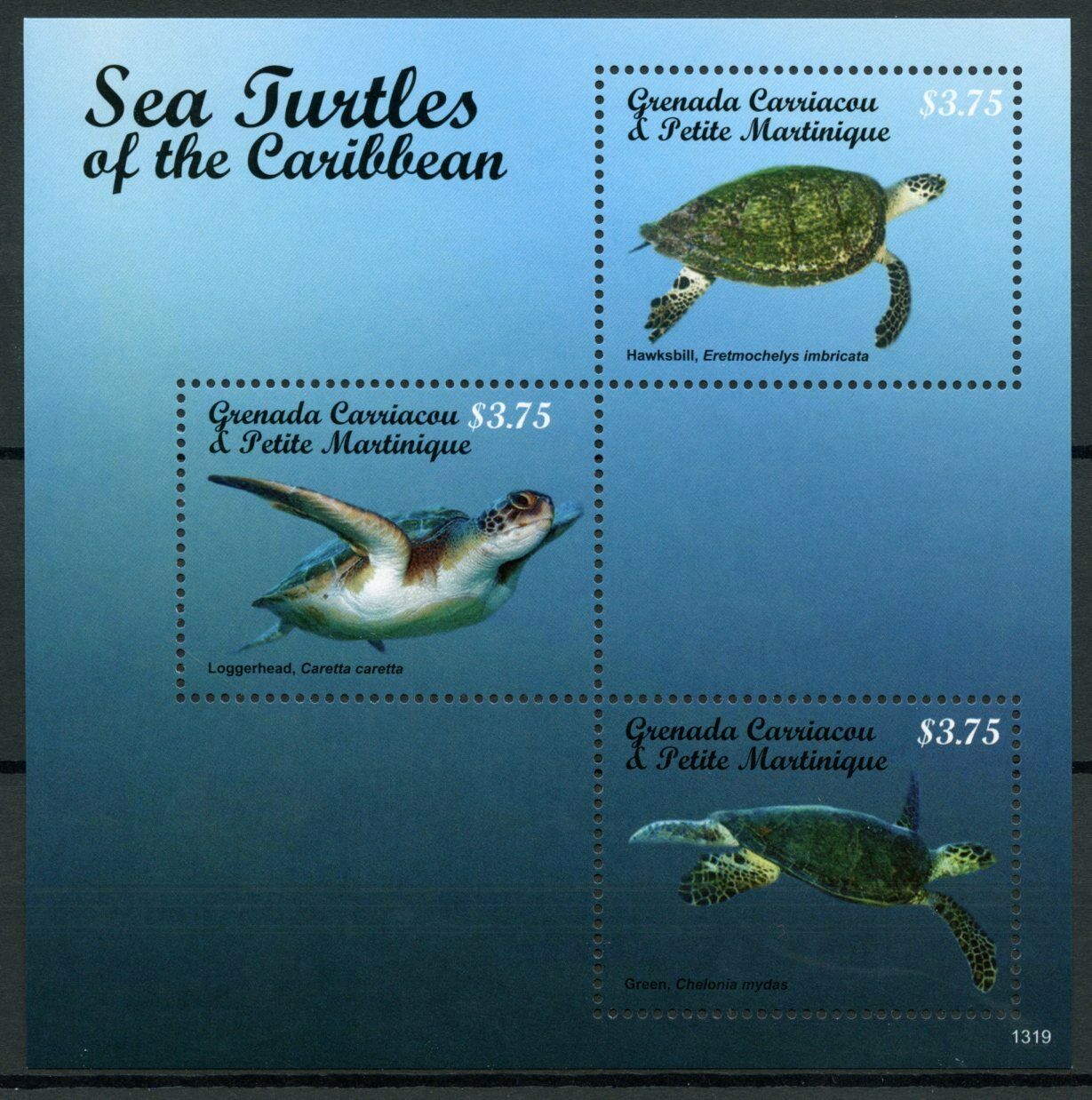 Grenadines Grenada Stamps 2013 MNH Sea Turtles Caribbean Hawksbill Turtle 3v M/S