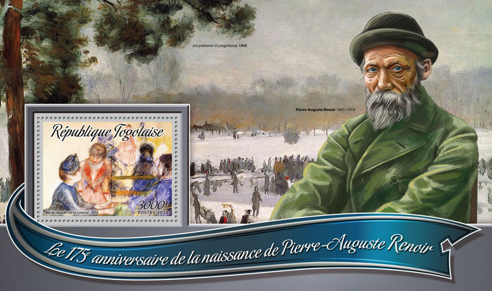Togo 2016 MNH Pierre-Auguste Renoir 175th Birth Ann 1v S/S Art Paintings Stamps