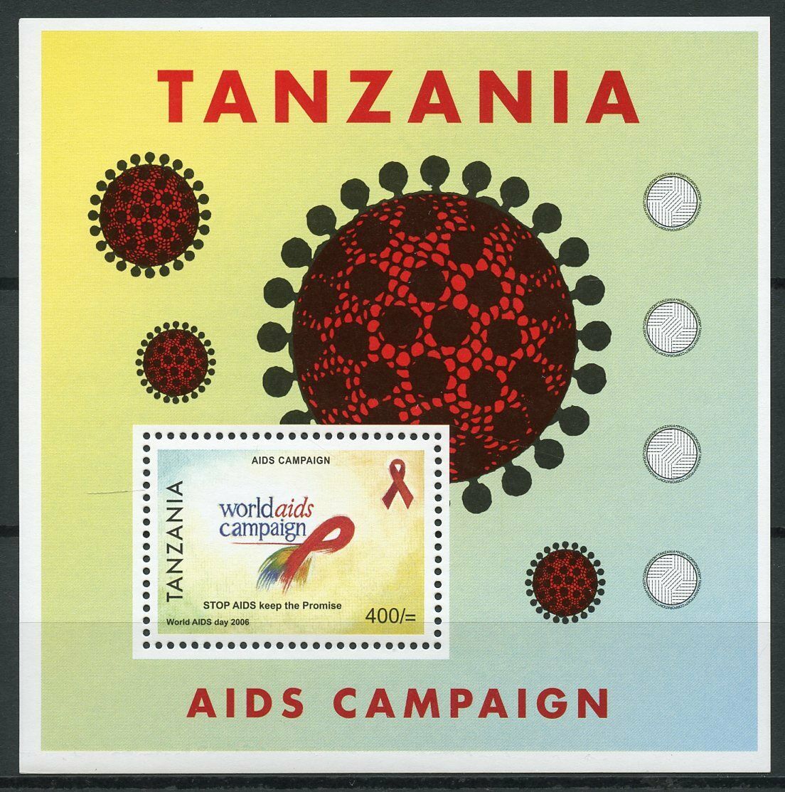 Tanzania Medical Stamps 2008 MNH Aids Campaign World Aids Day Health 1v S/S