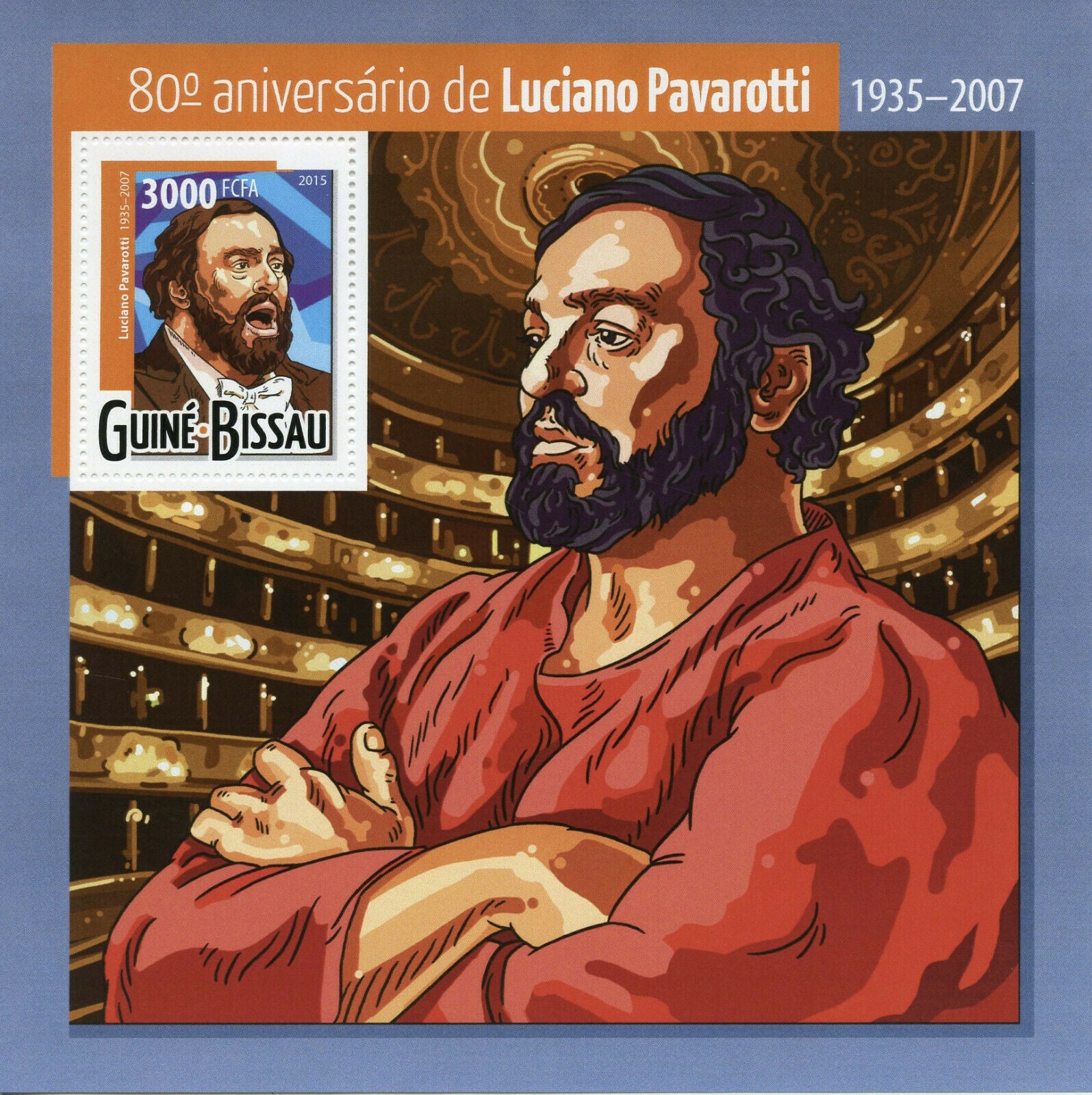 Guinea-Bissau Music Stamps 2015 MNH Luciano Pavarotti Opera Singer 1v S/S