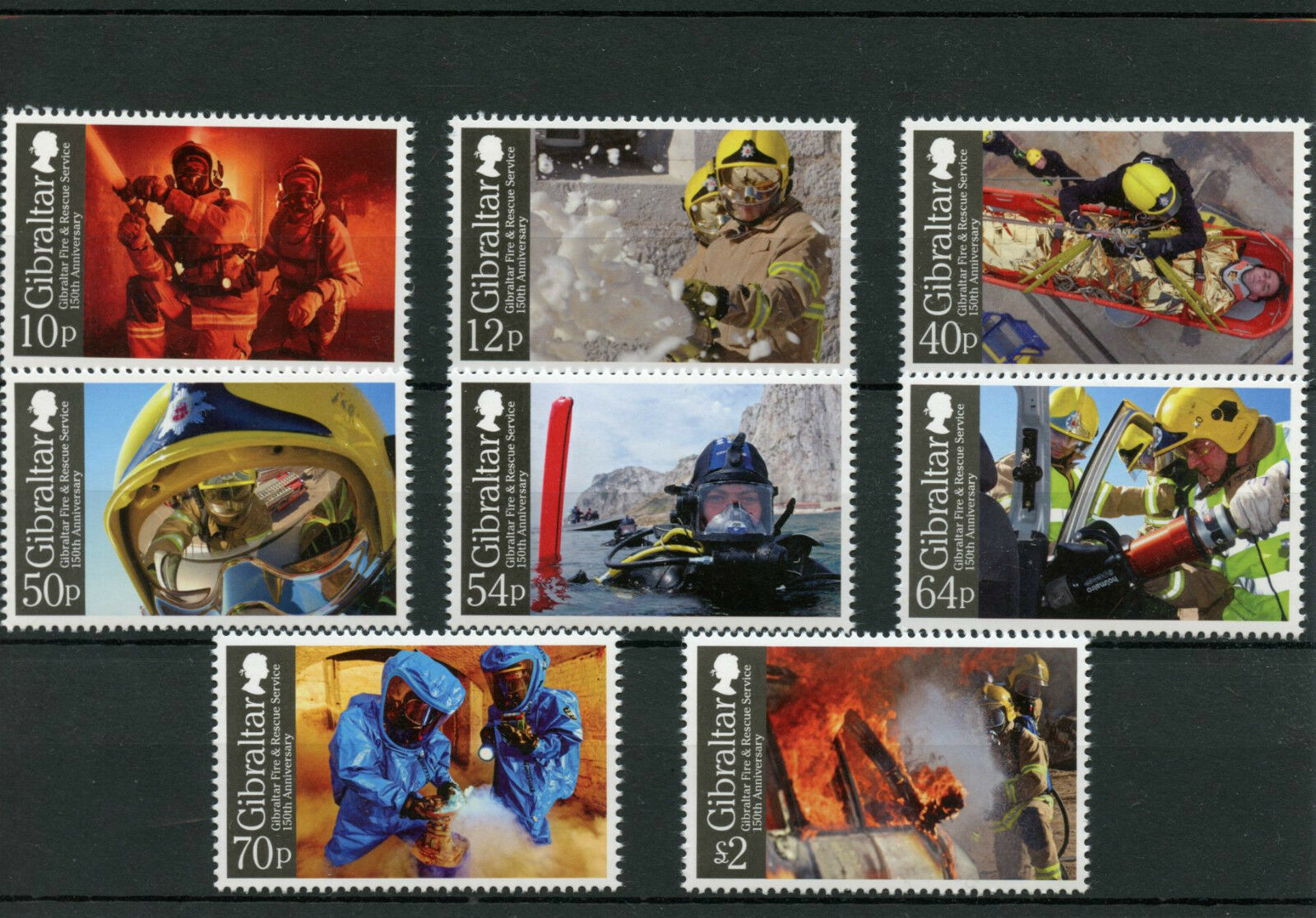 Gibraltar 2015 MNH Fire & Rescue Service 150th Anniv 8v Set Fireman Stamps