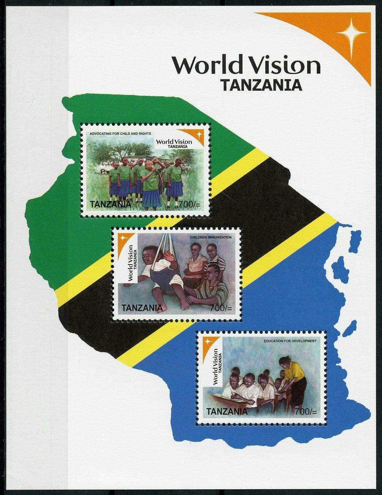 Tanzania Medical Stamps 2007 MNH World Vision IV Education Health 3v M/S