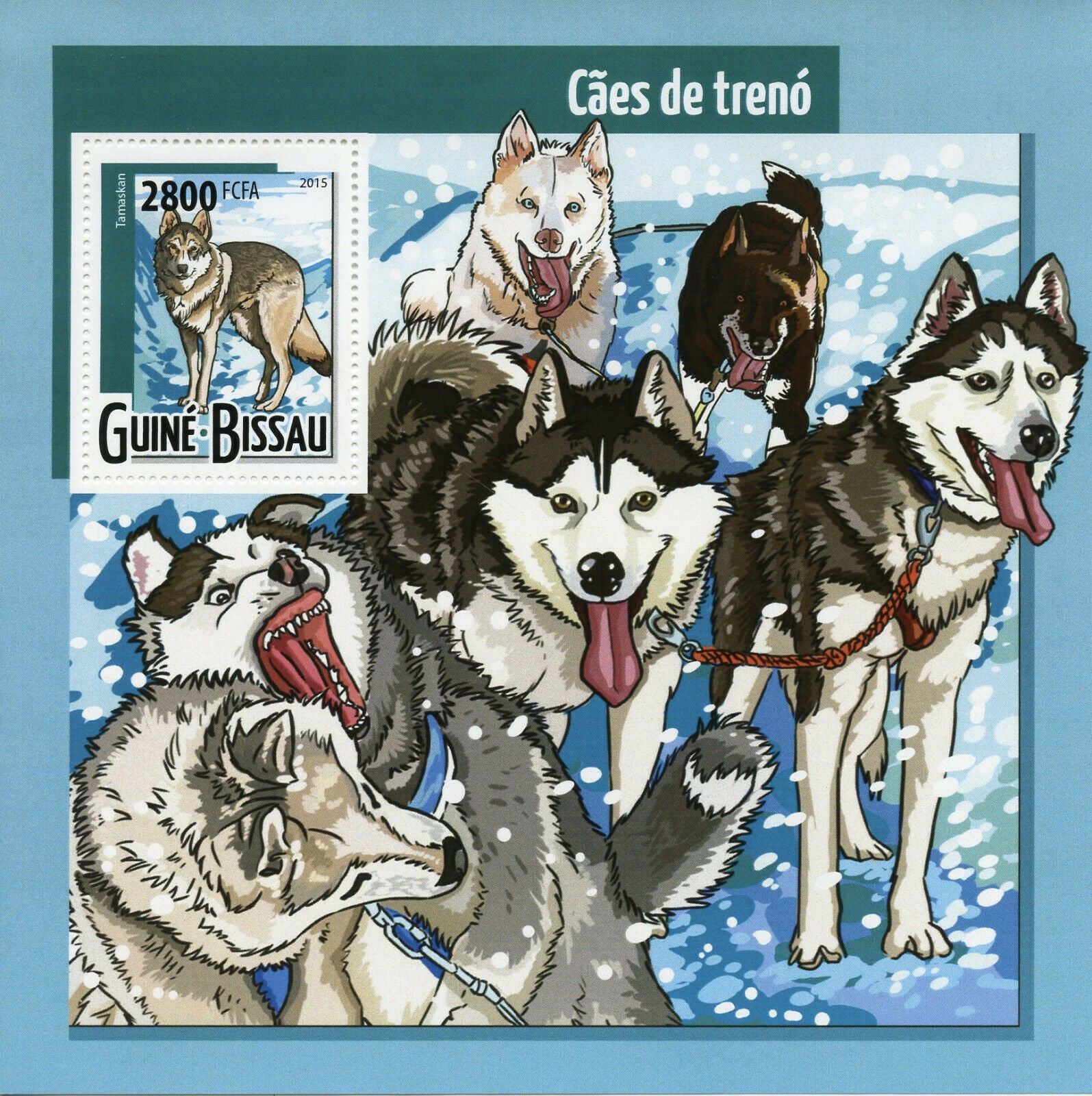 Guinea-Bissau Sled Dogs Stamps 2015 MNH Huskies Tamaskan Dog Animals 1v S/S