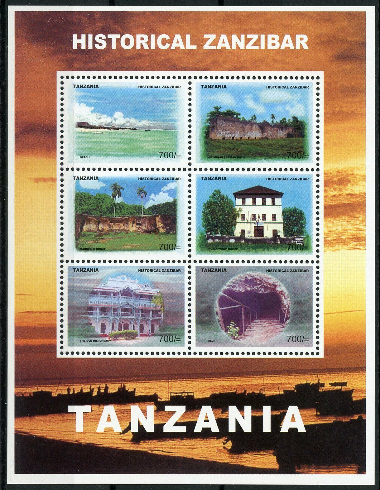 Tanzania Tourism & Landscapes Stamps 2007 MNH Historical Zanzibar Trees 6v M/S