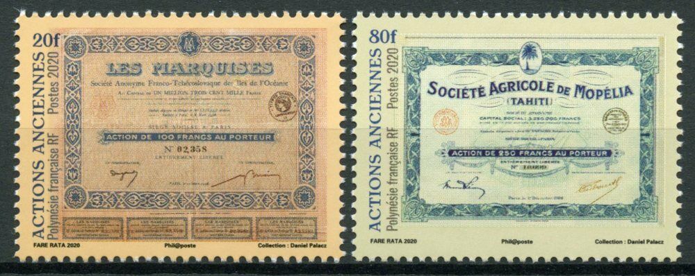 French Polynesia Stamps 2020 MNH Historical Stock Certificates 2v Set