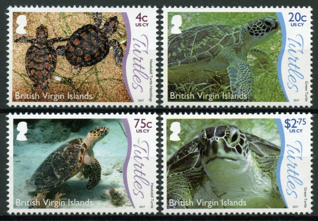 BVI 2017 MNH Turtles Stamps Underwater Life Pt 1 Reptiles 4v Set