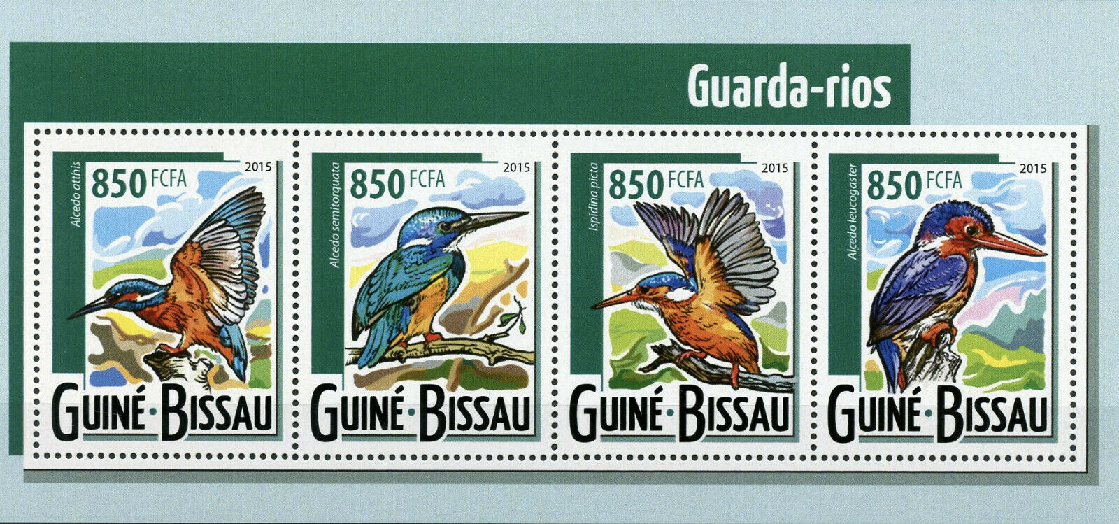 Guinea-Bissau Birds on Stamps 2015 MNH Kingfishers Kingfisher Fauna 4v M/S
