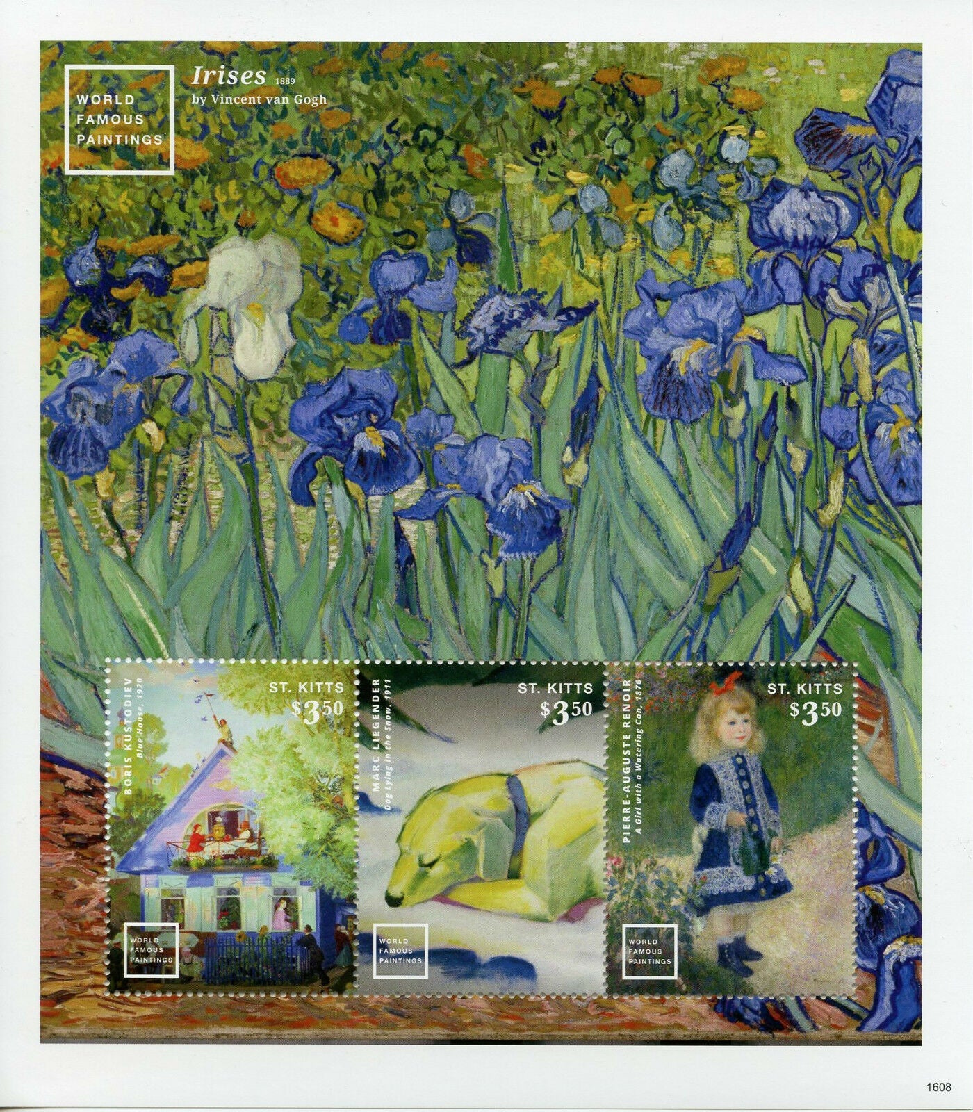 St Kitts 2016 MNH Art Stamps World Famous Paintings Van Gogh Renoir 3v M/S I