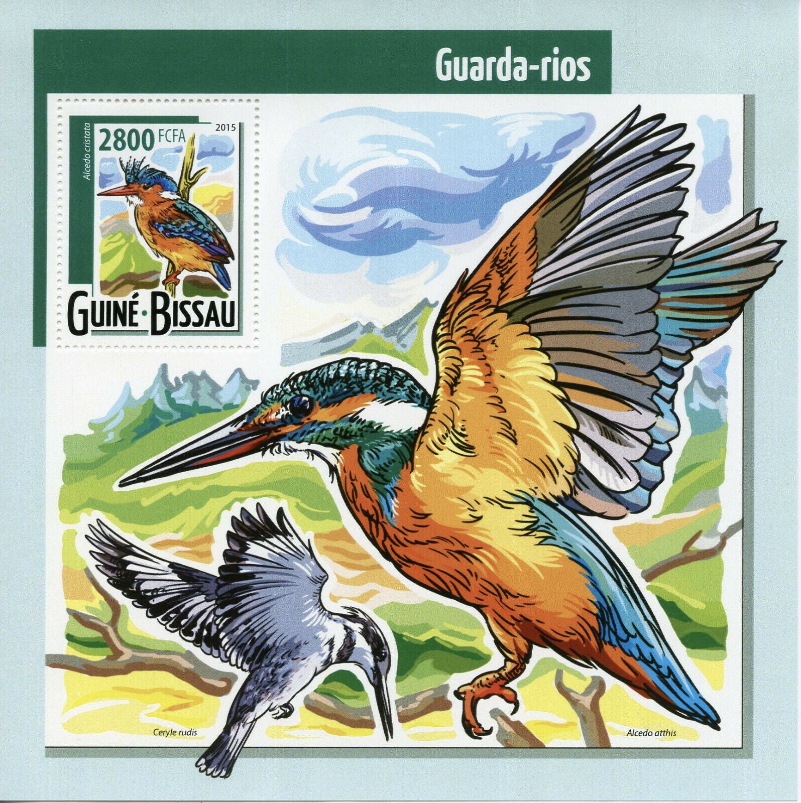Guinea-Bissau Birds on Stamps 2015 MNH Kingfishers Kingfisher Fauna 1v S/S