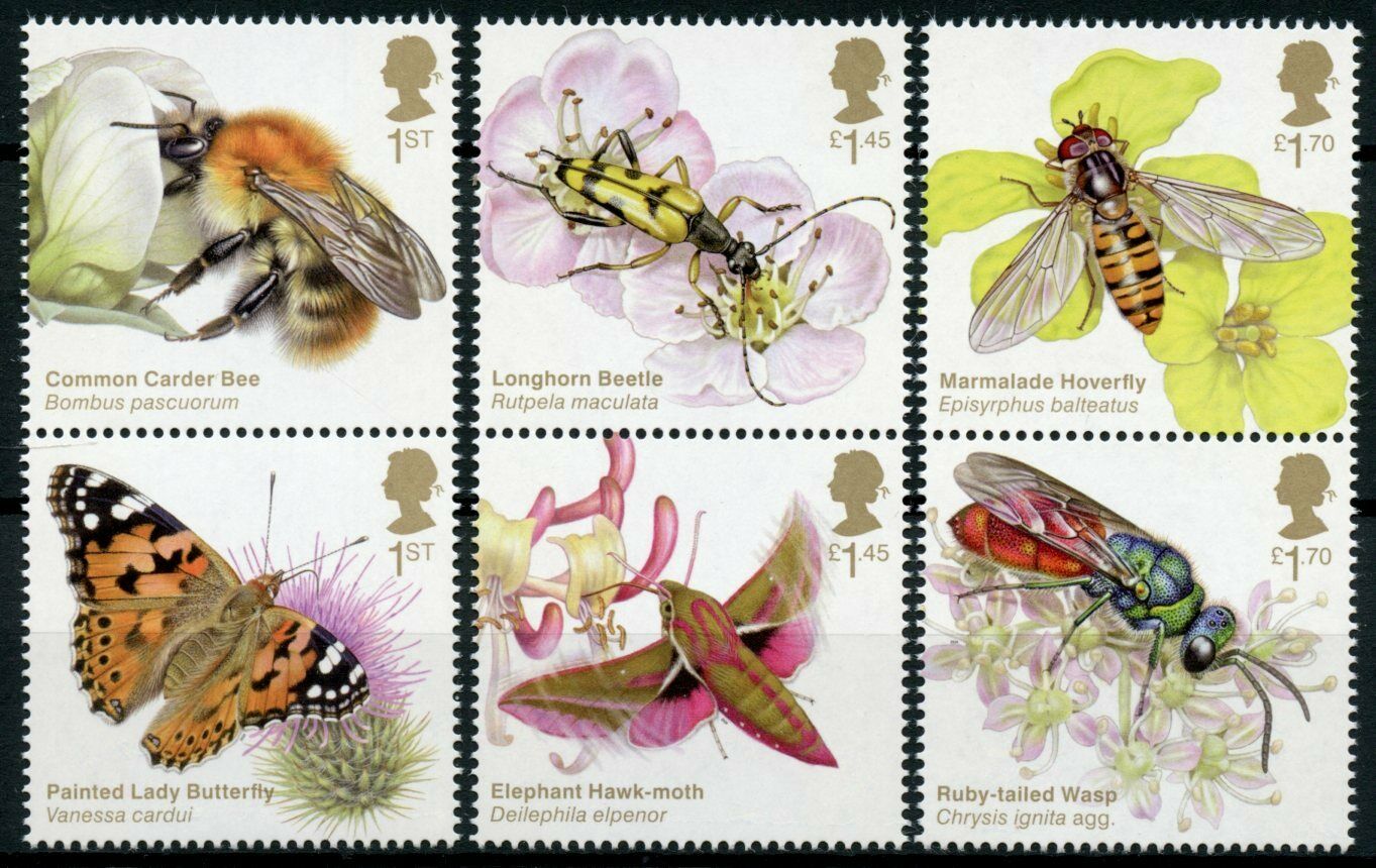 GB Insects Stamps 2020 MNH Brilliant Bugs Butterflies Bees Beetles Moths 6v Set