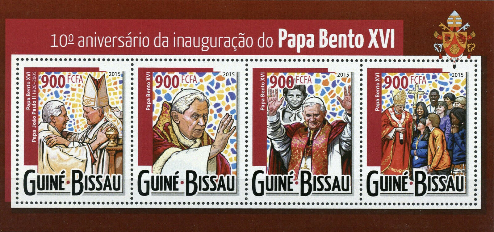 Guinea-Bissau 2015 MNH Pope Benedict XVI Stamps Inauguration John Paul II 4v M/S