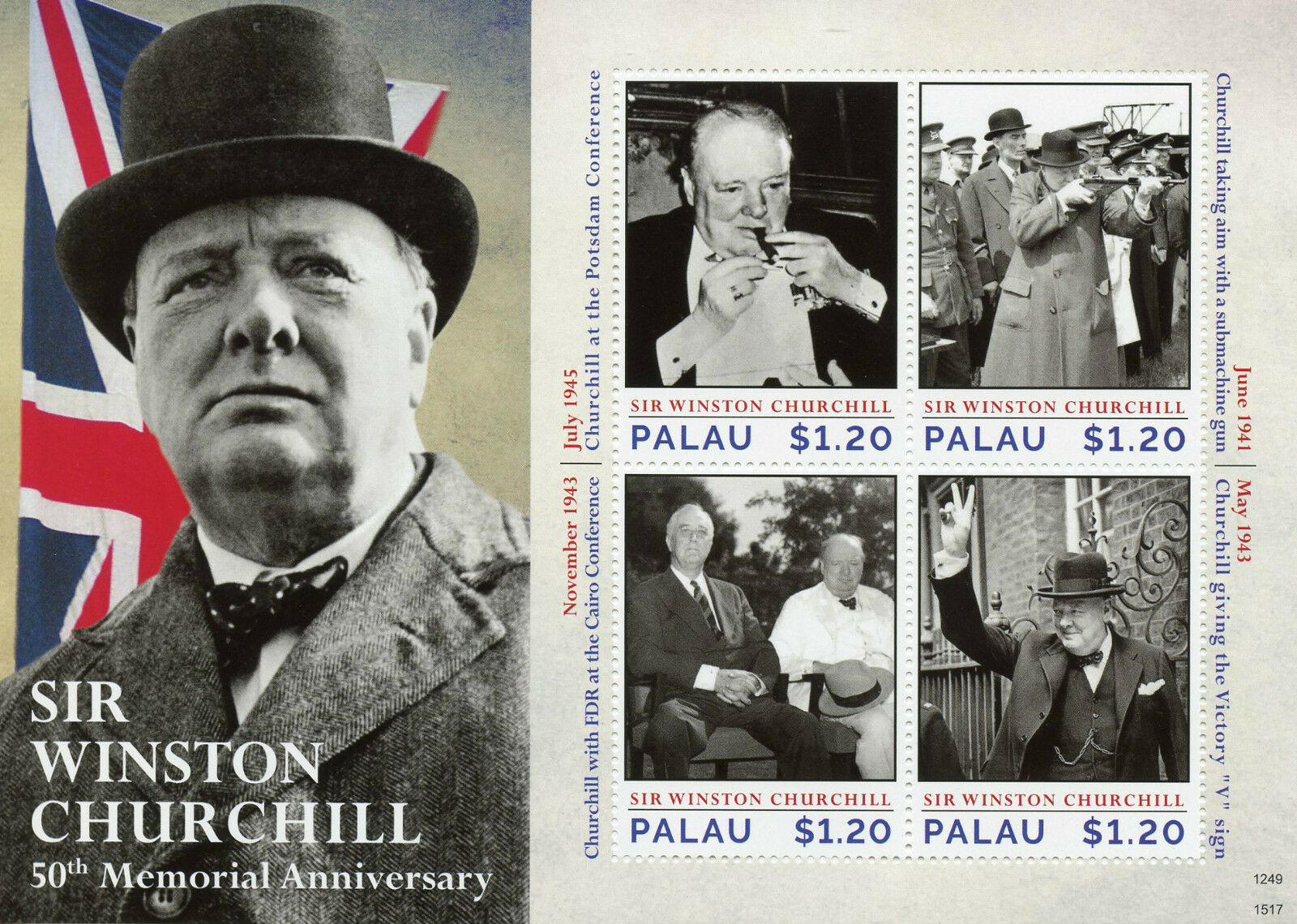 Palau Winston Churchill Stamps 2015 MNH 50th Memorial Roosevelt People 4v M/S