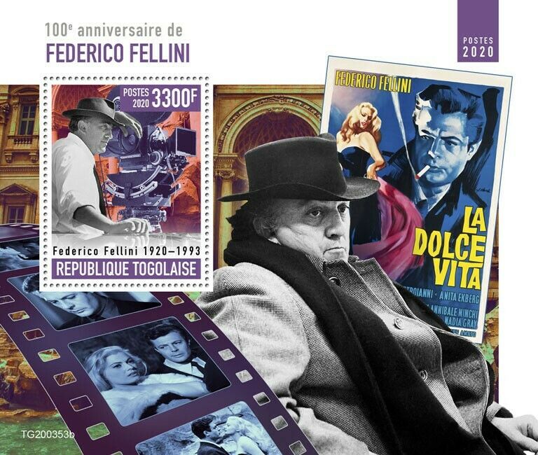 Togo Famous People Stamps 2020 MNH Federico Fellini Film Directors 4 M/S