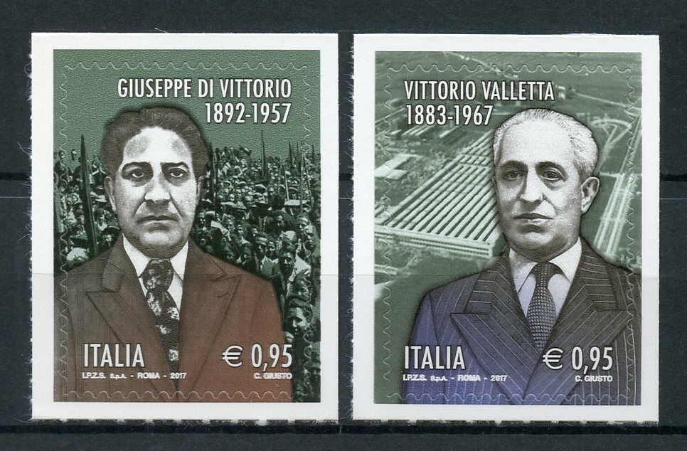 Italy 2017 MNH Giuseppe di Vittorio Valletta Fiat 2v S/A Set Politicians Stamps