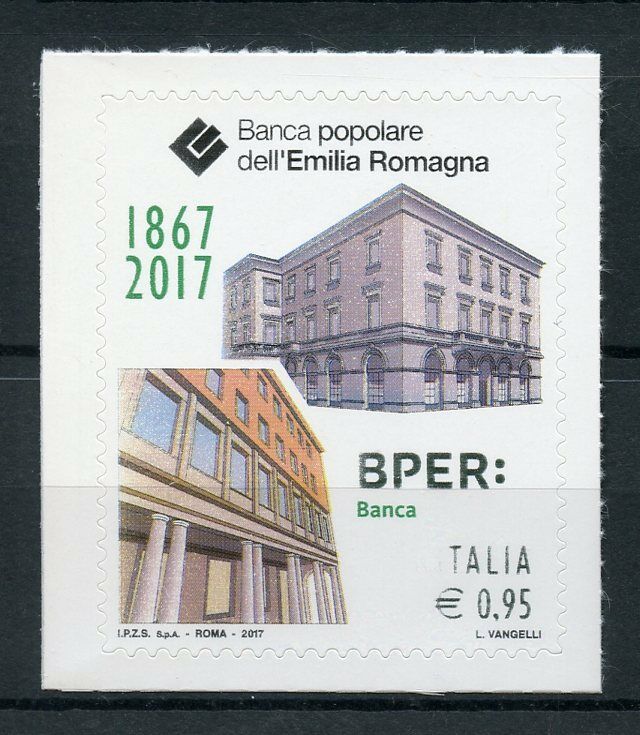 Italy 2017 MNH BPER Bank 150th Ann 1v S/A Set Banks Banking Architecture Stamps