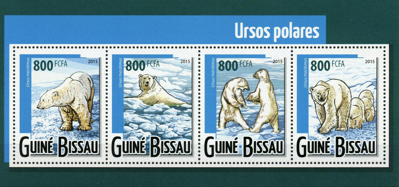 Guinea-Bissau Wild Animals Stamps 2015 MNH Polar Bears Bear Fauna 4v M/S