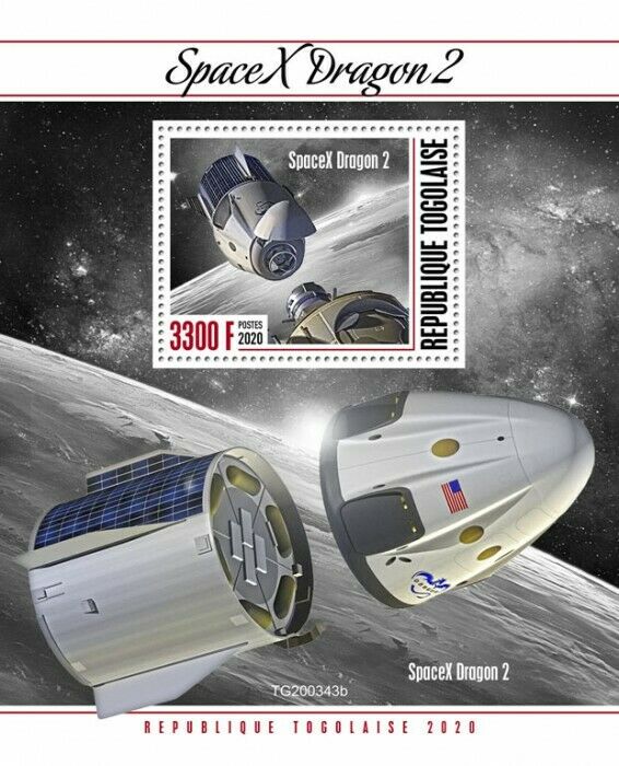Togo 2020 MNH Space Stamps SpaceX Dragon 2 1v S/S