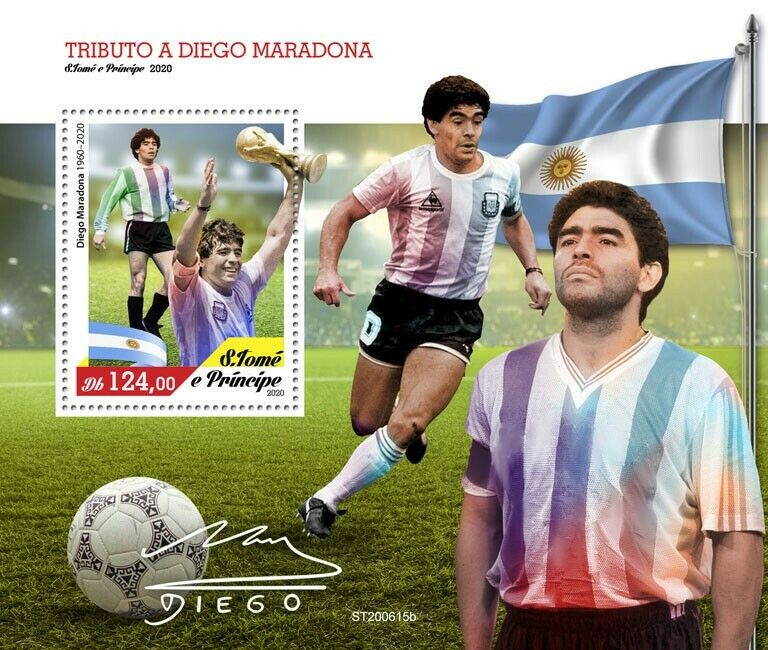 Sao Tome & Principe 2020 MNH Football Stamps Diego Maradona Sports People 1v S/S