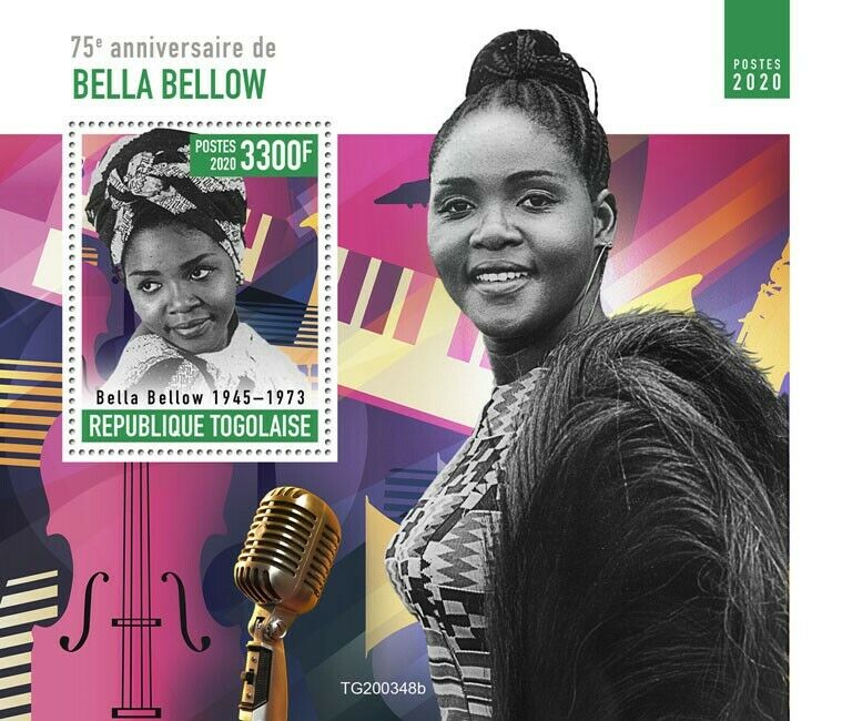 Togo 2020 MNH Music Stamps Bella Bellow Singers Famous People 1v S/S