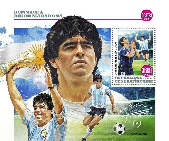 Central African Rep 2020 MNH Football Stamps Diego Maradona People Sports 1v S/S