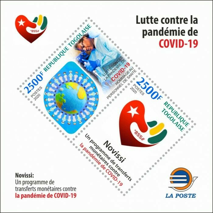 Togo Medical Stamps 2020 MNH Fight Against Corona Front Line Novissi 2v S/S I
