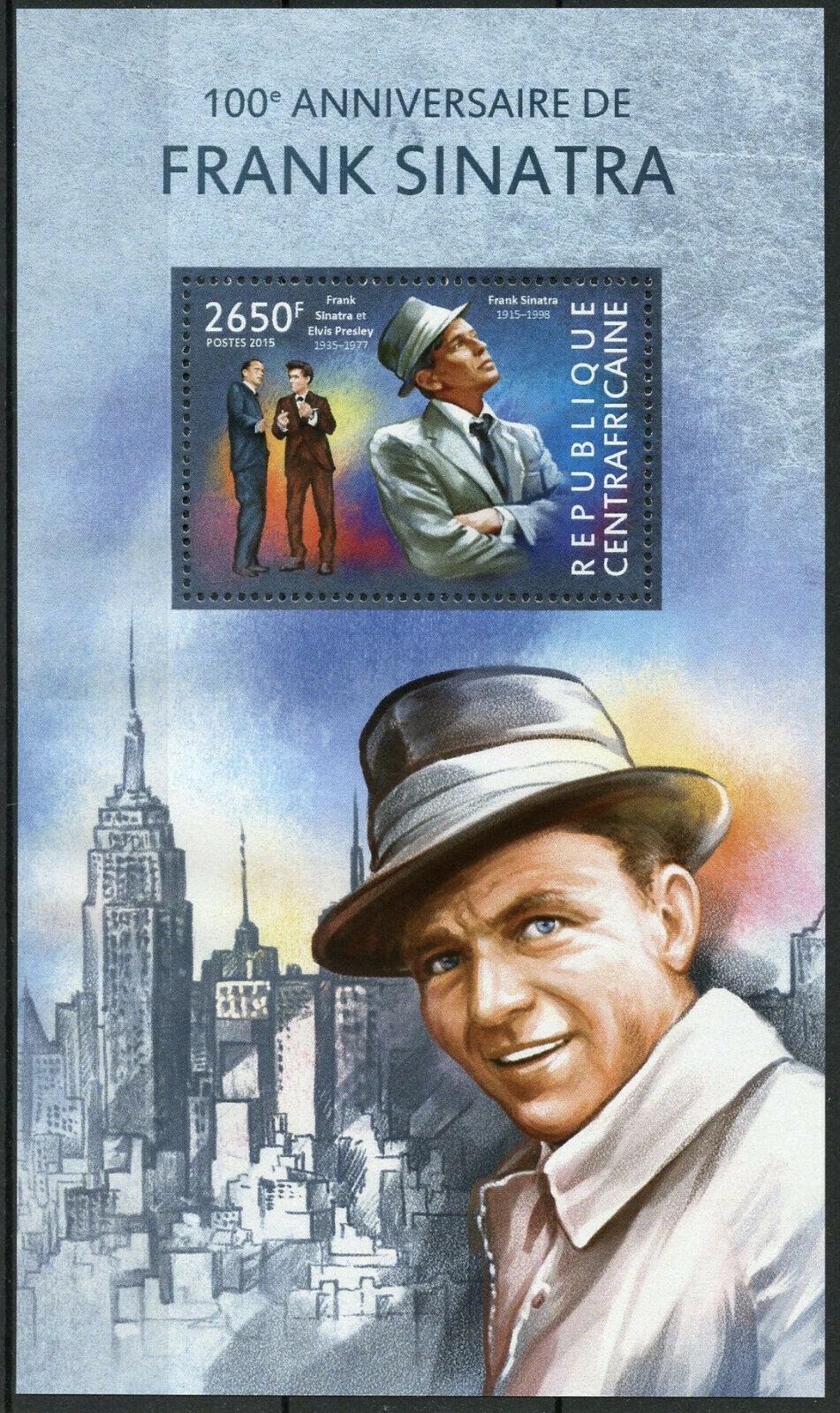 Central African Rep 2015 MNH Music Stamps Frank Sinatra Famous People 1v S/S