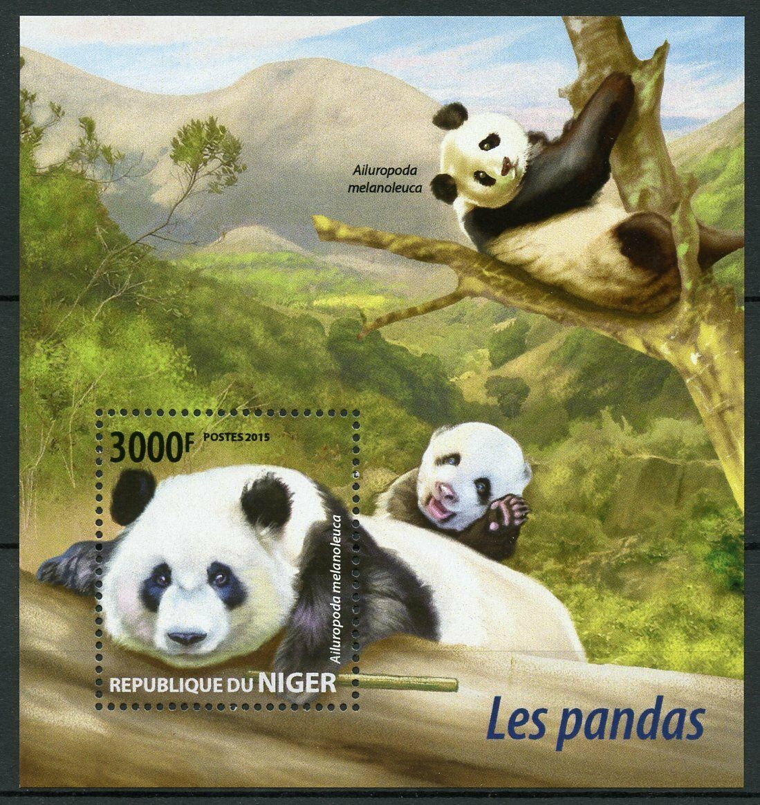 Niger Wild Animals Stamps 2015 MNH Pandas Giant Panda Fauna 1v S/S