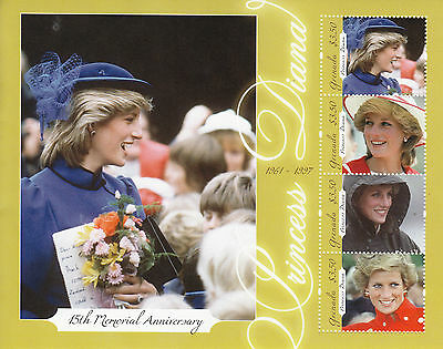 Grenada Royalty Stamps 2012 MNH Princess Diana 15th Memorial Anniv 4v M/S