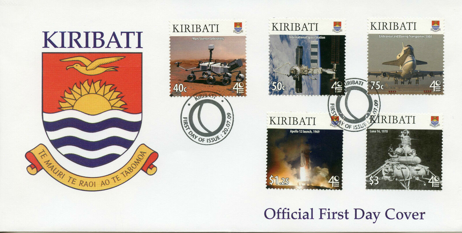Kiribati Stamps 2009 FDC Space Exploration 40th Ann Apollo Boeing Luna 5v Set